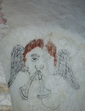 Peinture m�di�val � l'arri�re du retable, �glise Saint Martin � Antist